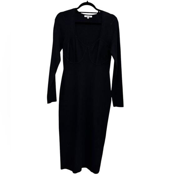 Madewell Long-Sleeve Knit Midi Dress in Black - Size XL - Picture 3 of 6